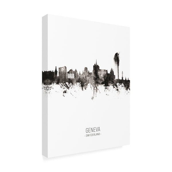 Michael Tompsett 'Geneva Switzerland Skyline Portrait II' Canvas Art,18x24